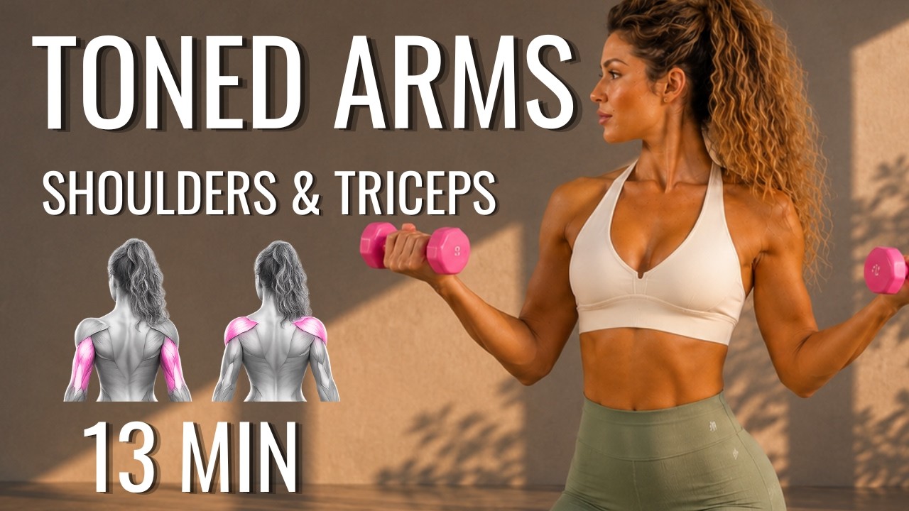 13 MIN TONED ARMS | Shoulders & Triceps | With Dumbbells, No Repeat | Nata Kruz