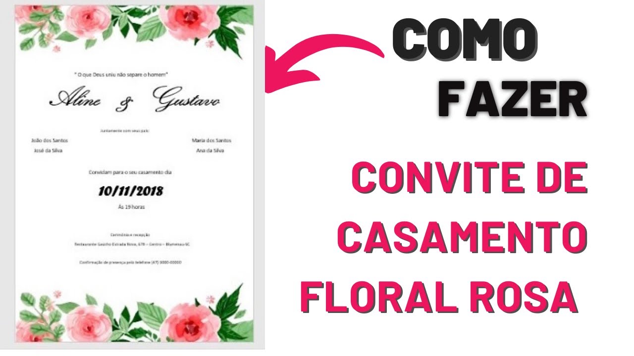 COMO FAZER CONVITE DE CASAMENTO FLORAL DUPLO NO WORD. ❤️