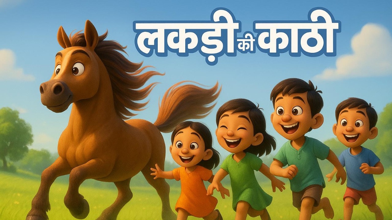 Lakdi Ki Kathi Song | लकड़ी की काठी काठी पे घोड़ा | Hindi Kids Song | Village Fun Rhyme for Children