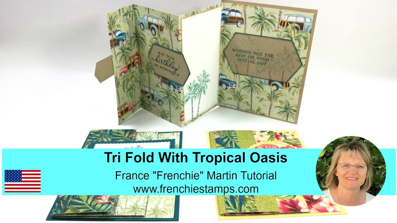 Accordion tri-fold with Tropical Oasis Designer Paper