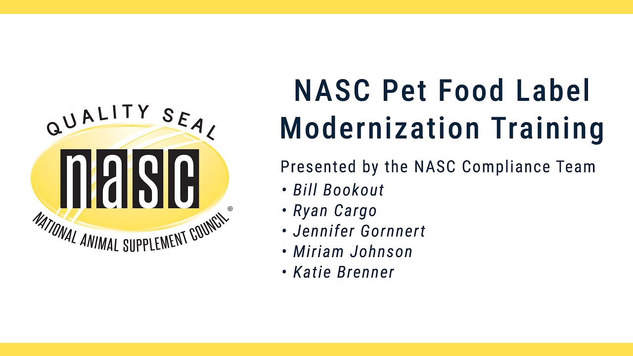 NASC Pet Food Label Modernization Training