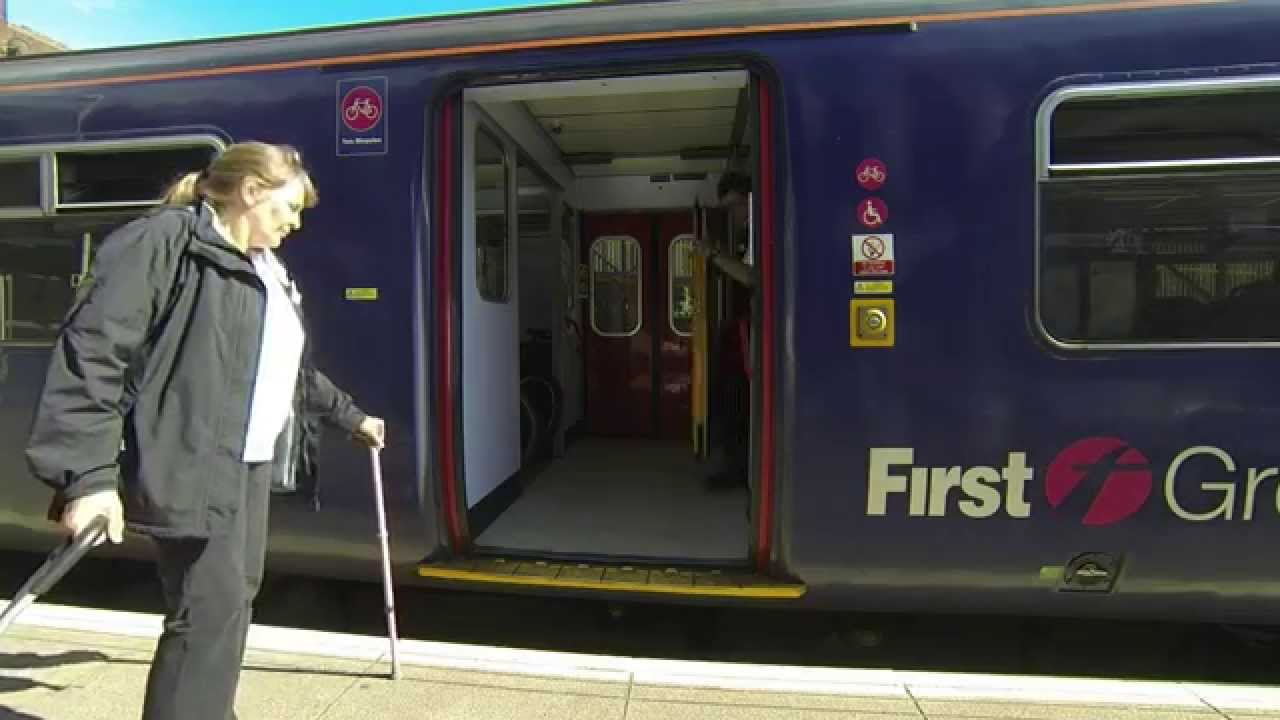 On the train in a wheelchair