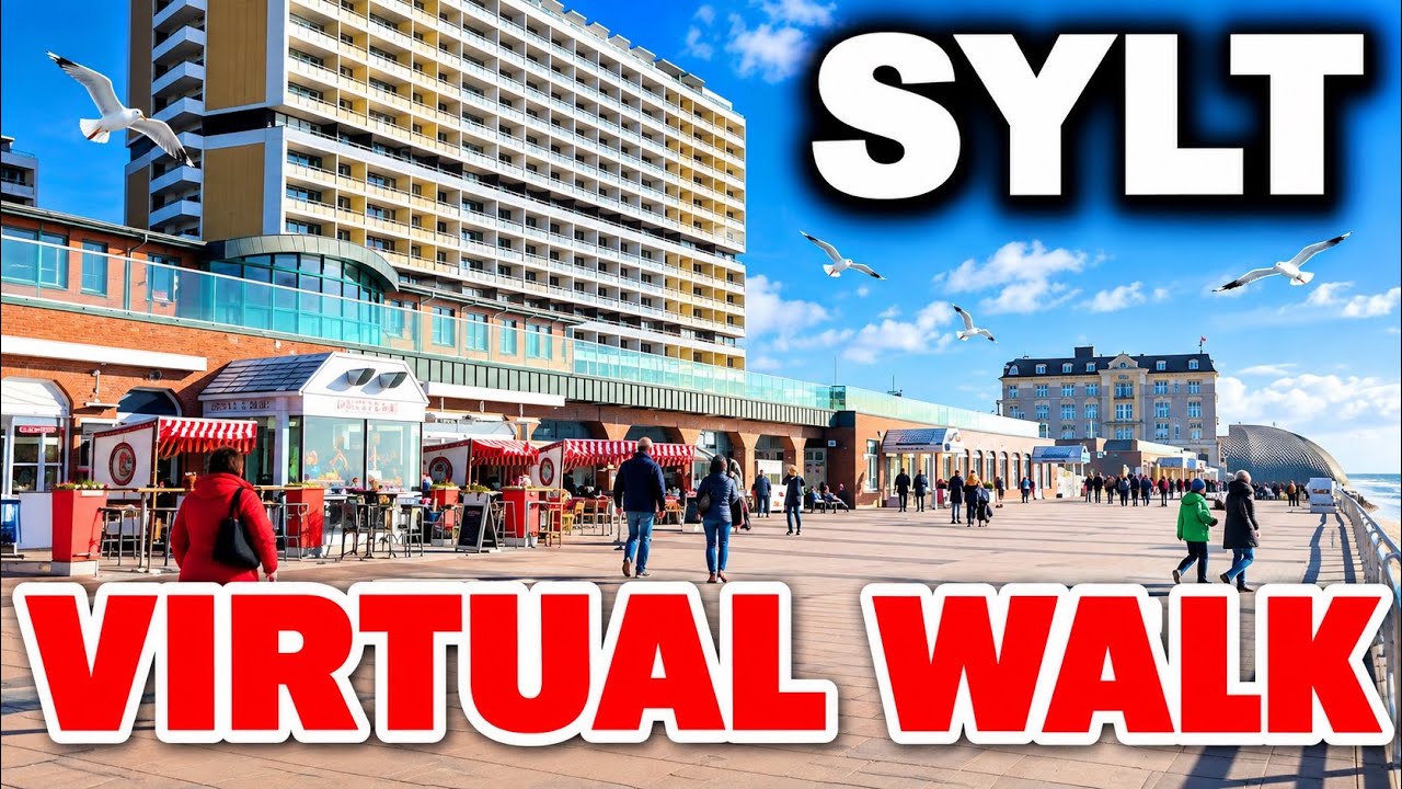 Promenade in Westerland auf Sylt 🇩🇪 4K UHD virtual walking Deutschland