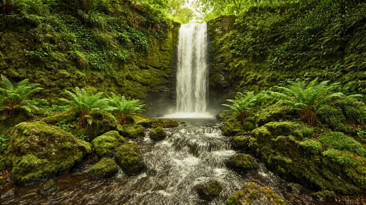 Calm Emotional Release Sleep Melody by Dark Waterfall Beneath Milky Way for Heart Balance 💙🌌💧