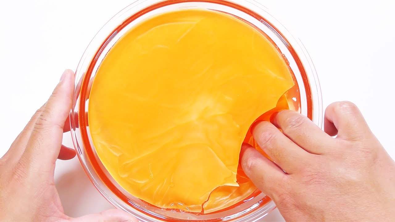 【DIY】表面パキパキのオレンジぷるぷるスライムの作り方【slime ASMR】