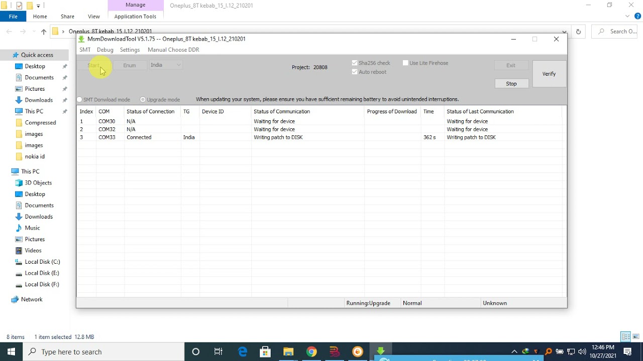 Oneplus_8T  flashing with tools and Flash file indian flash file