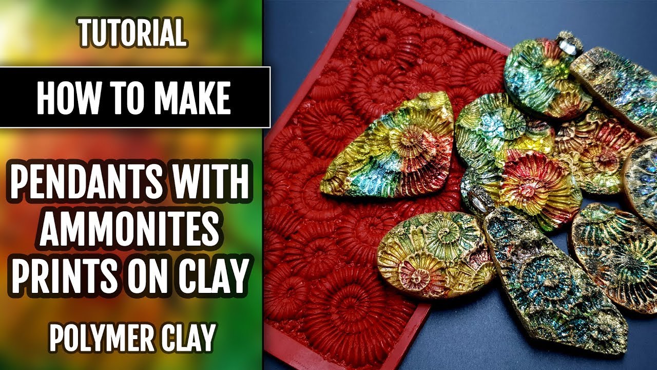 Polymer Clay Tutorial: How to make Pendants with Ammonites Prints on Clay