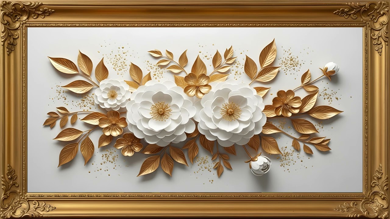 Vintage Rose Painting | TV Art with Gold Frame | Elegant Screensaver