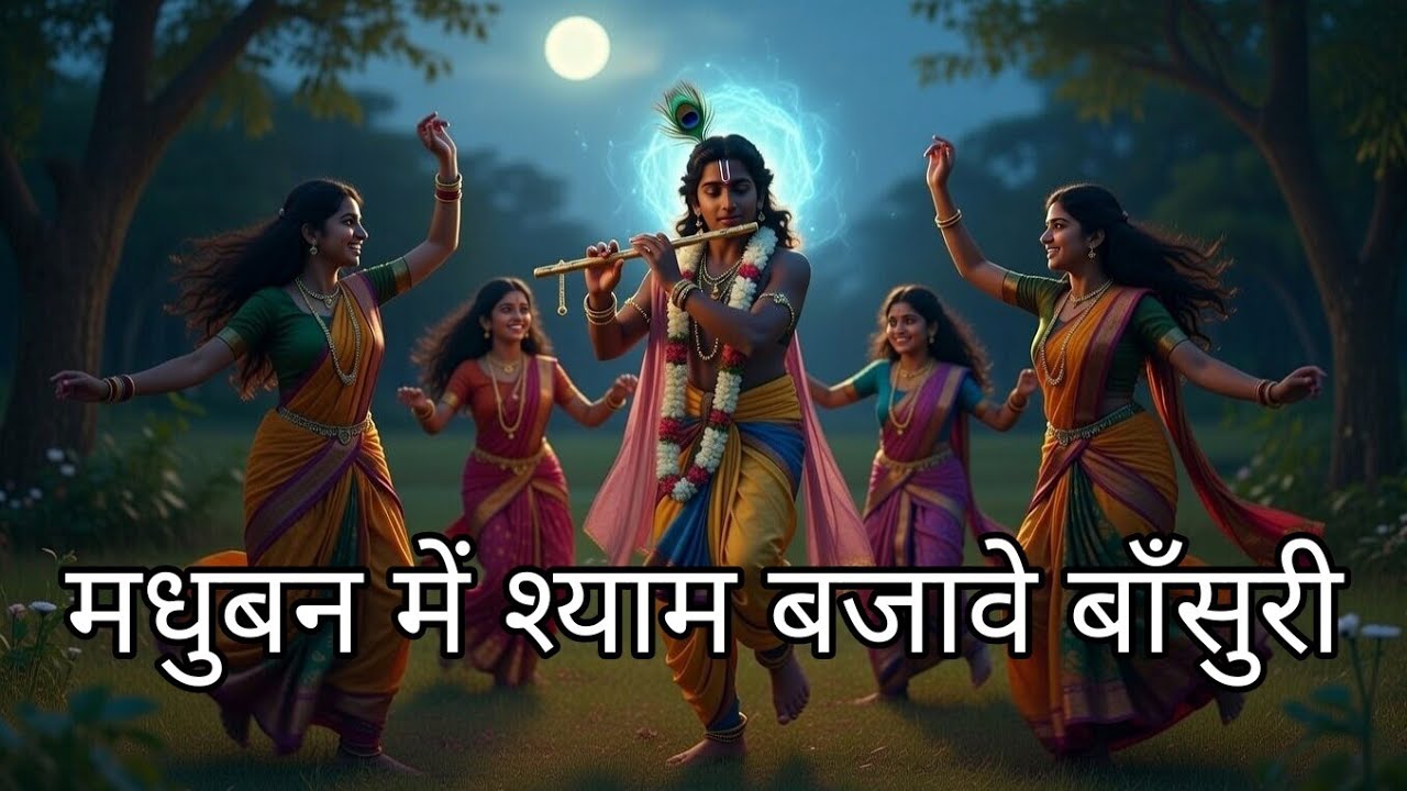 मधुबन में श्याम बजावे बाँसुरी | Gopis Listening to Divine Bansuri | Peaceful Krishna Bhajan