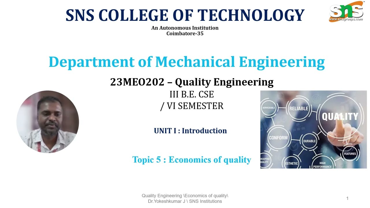 Economics of Quality | Quality Engineering | SNS Institutions