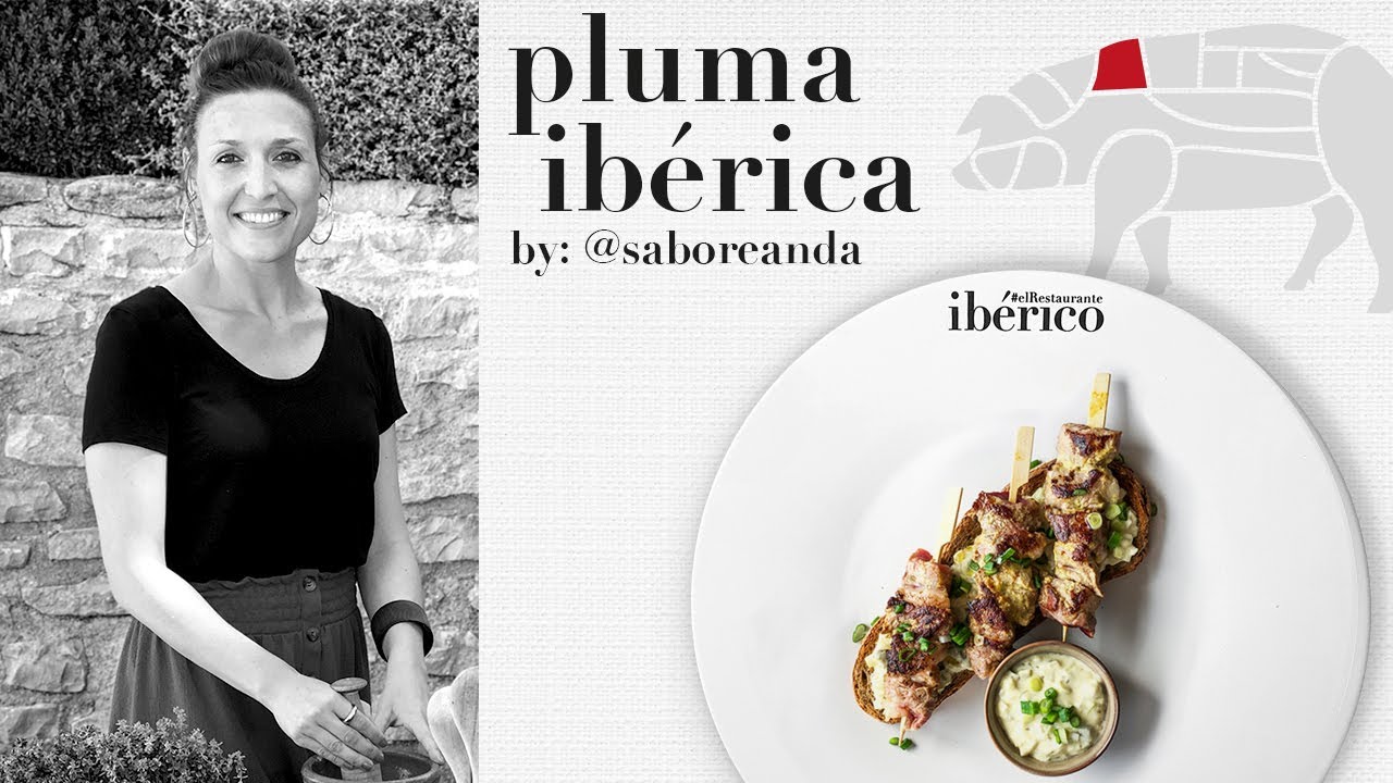 Brochetas de #PlumaIbérica con mostaza sobre una tosta de alcaparras - @saboreanda
