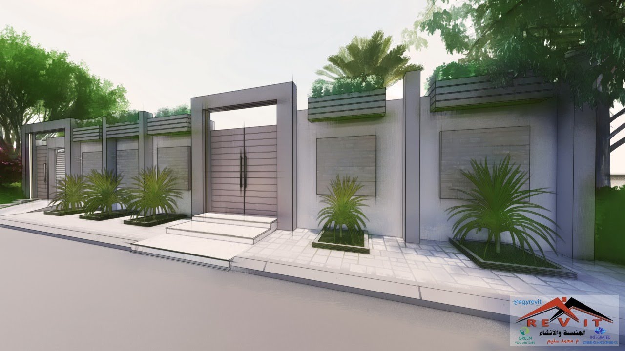 تصميم مودرن لواجهة فيلا دور واحد