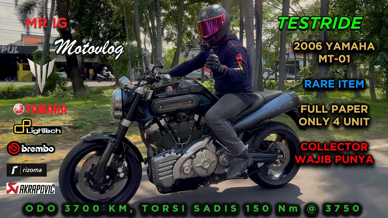 MOTOVLOG: #51 MONSTER TORSI 💨💨💨 TESTRIDE YAMAHA MT-01 SERI PERTAMA W/AKRAPOVIC EXHAUST