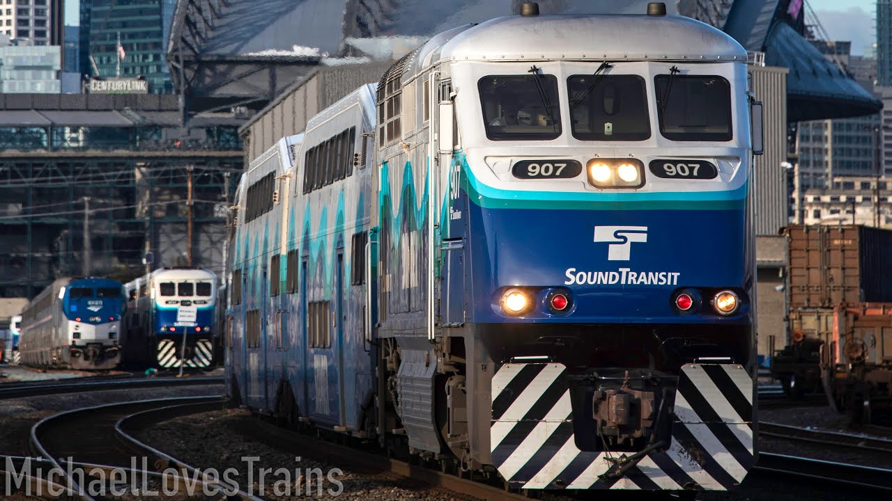 Sounder, BNSF, and Amtrak Train Action on the Seattle Sub - February 2021