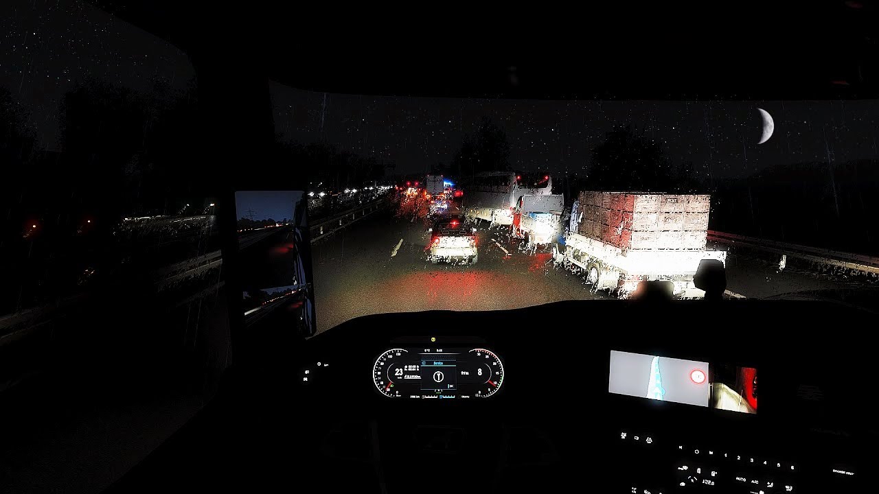 ASMR Rainy Night Drive in Germany - Euro Truck Simulator 2