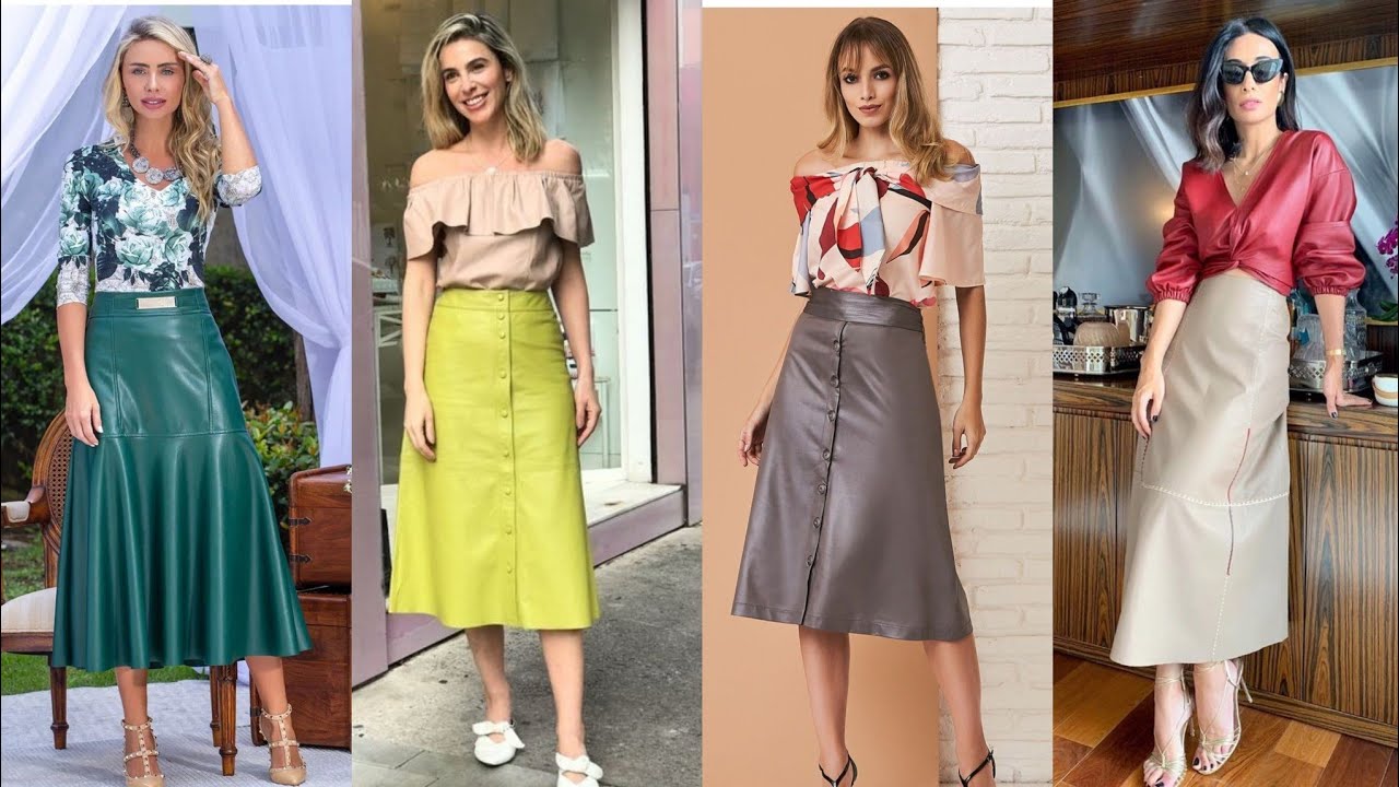 Beautiful And Stylish Long Leather Skirt Outfits For Ladies || Faux Leather Skirts fashion outfit