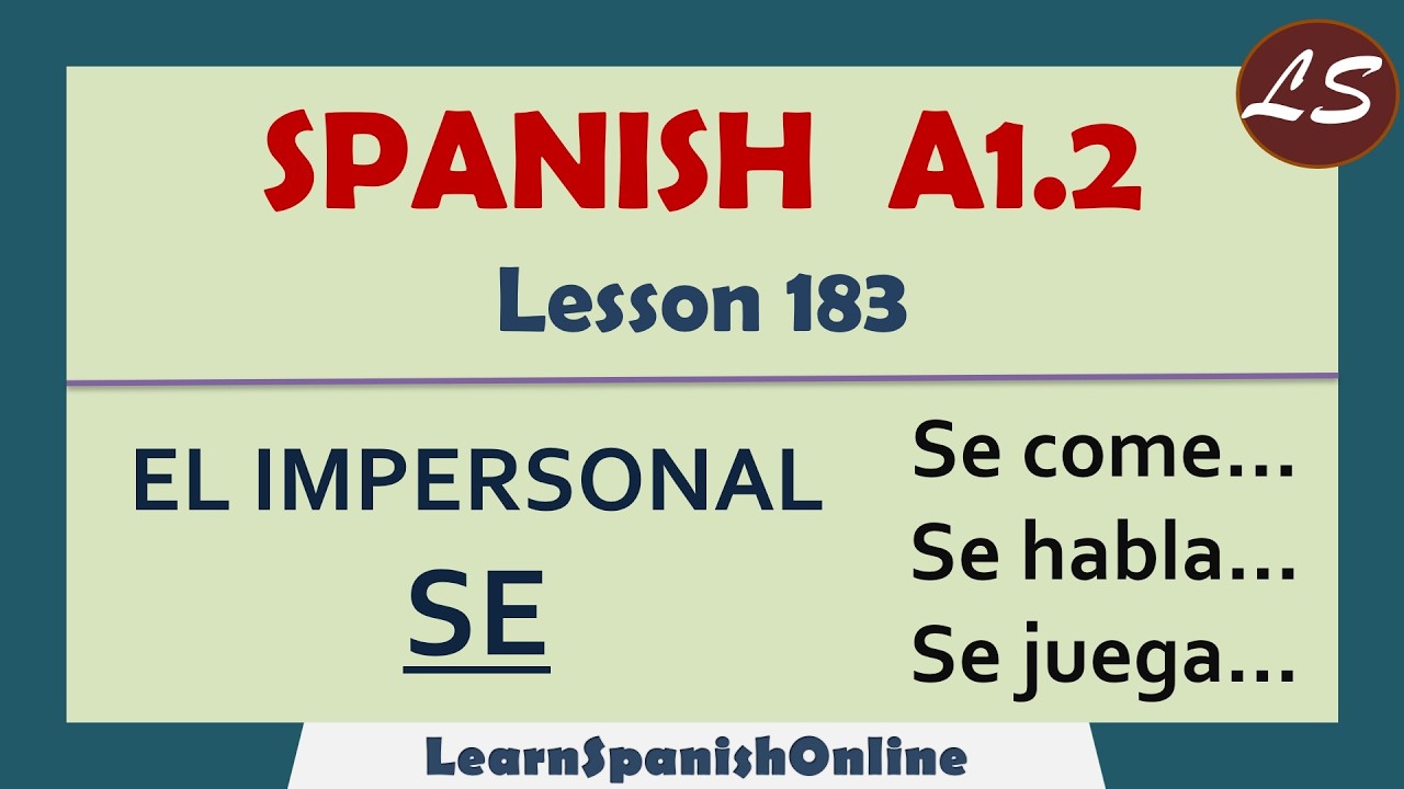 El Impersonal SE - Usos Importantes | Spanish A1 - Lesson 183