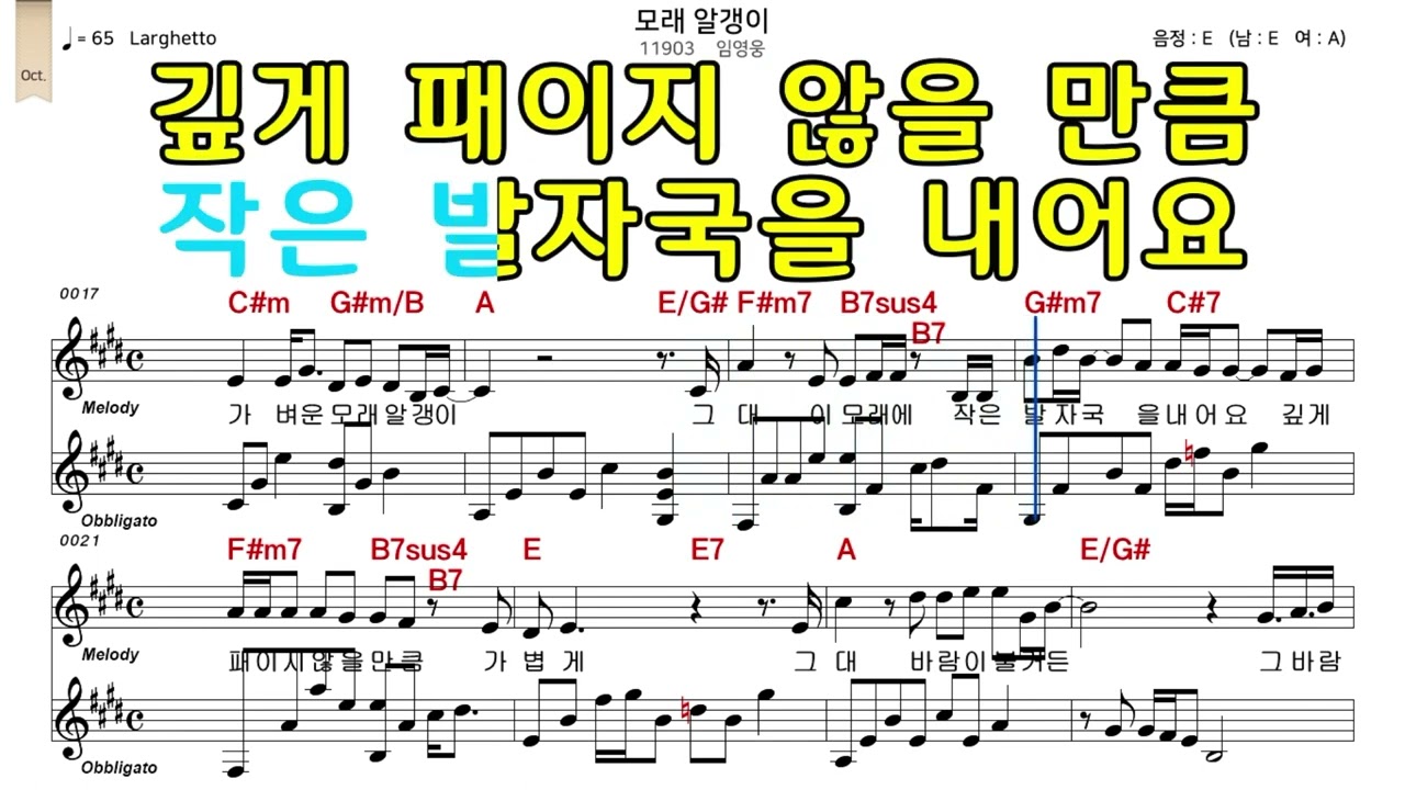 모래알갱이 임영웅 악보와노래