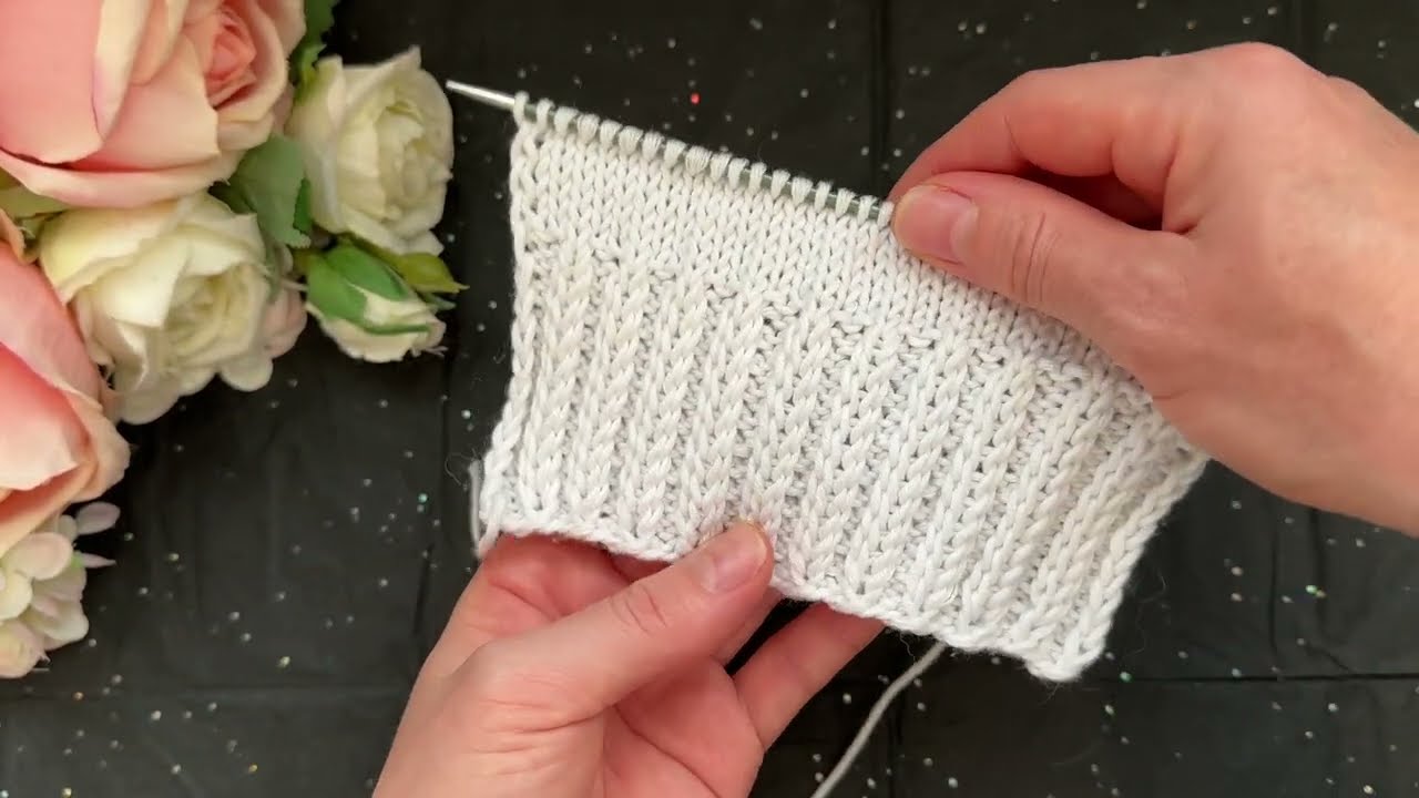 ОЧЕНЬ нежная , ФАКТУРНАЯ резинка СПИЦАМИ! 2 петли и 2 ряда !