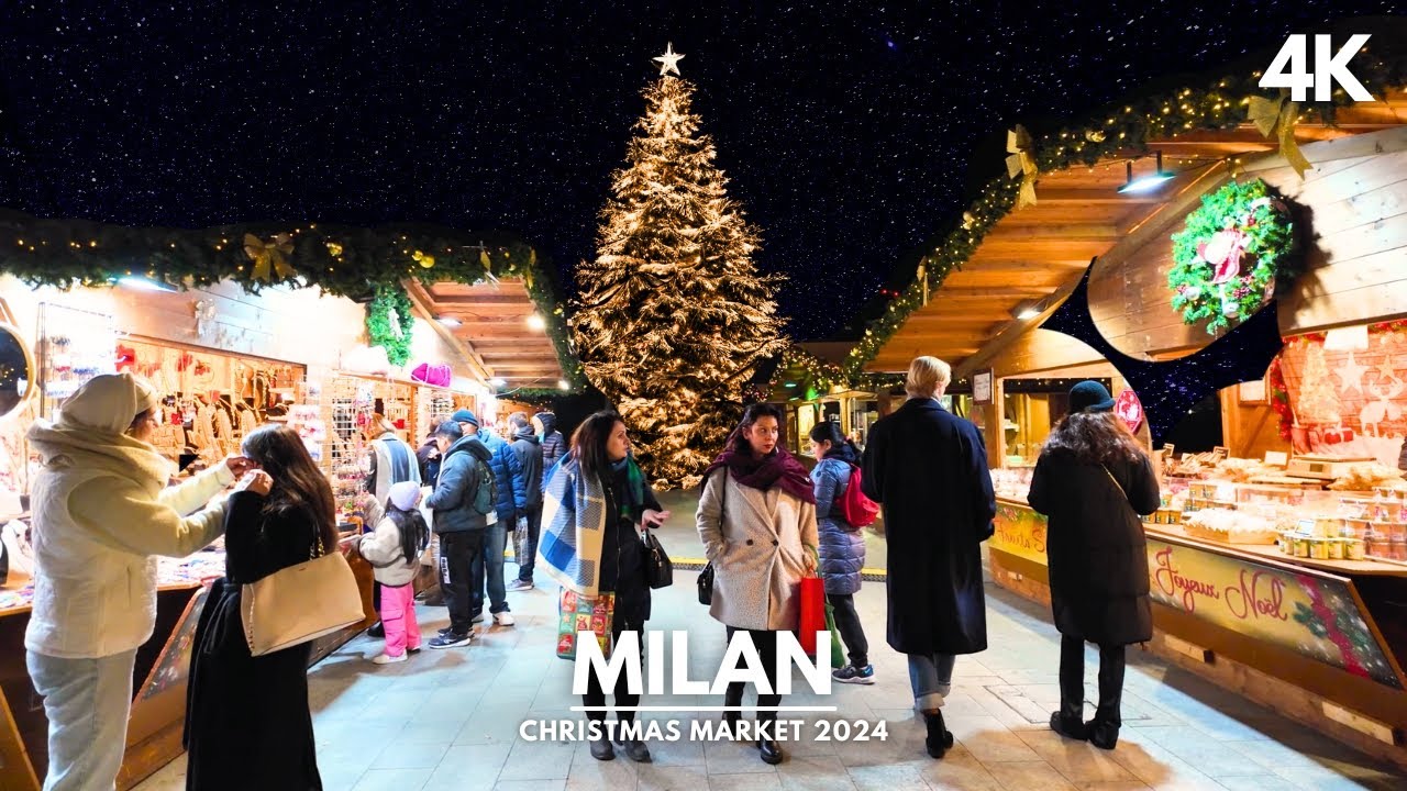 Winter Holiday & Christmas in Milan - Christmas Market at Piazza Gae Aulenti [4K60]