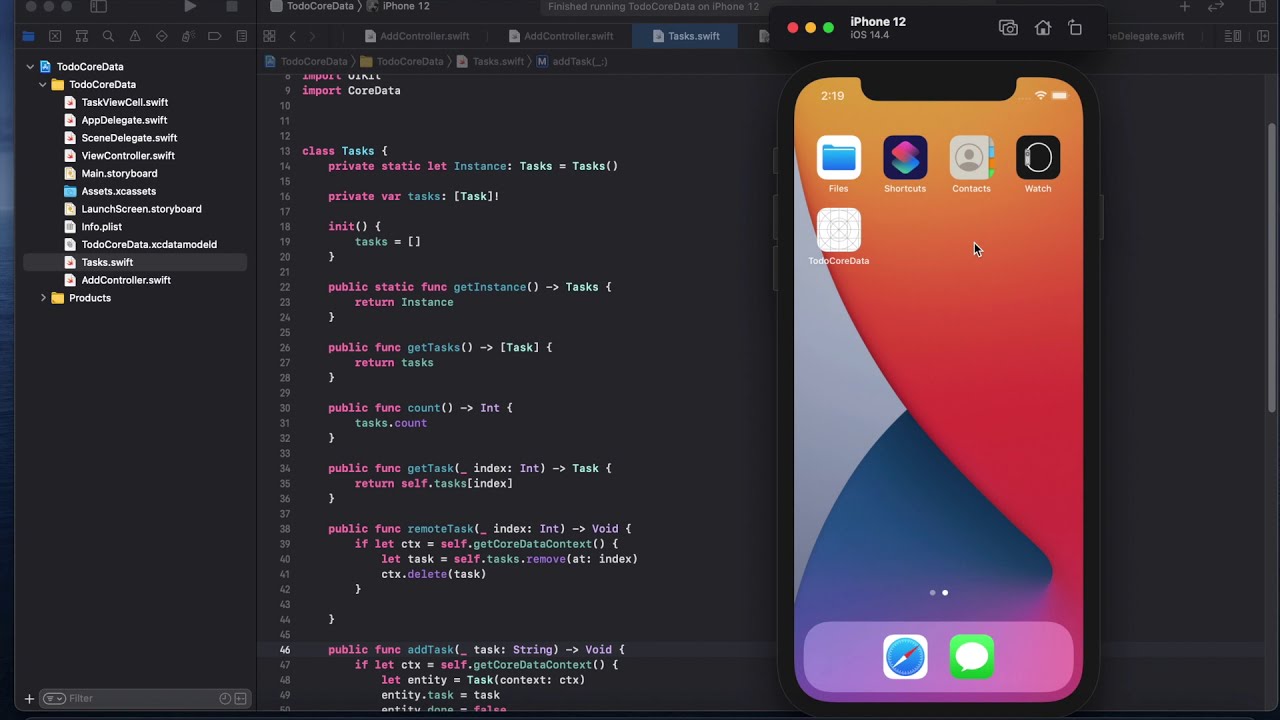 Swift - Save Todo's tasks using Core Data