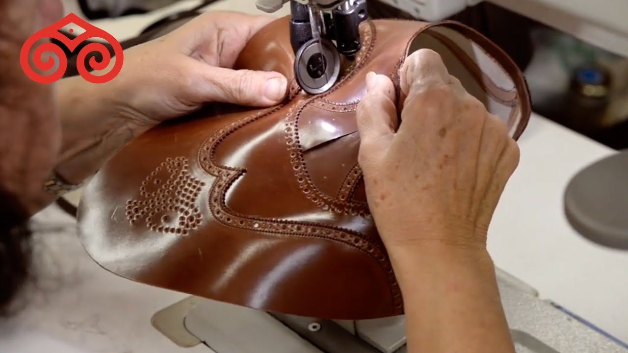 Hand stitching Horween Shell Cordovan shoes · CARMINA SHOEMAKER