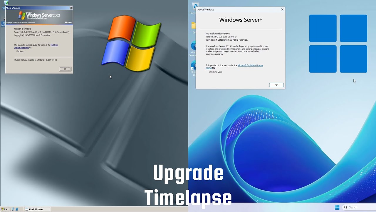 Upgrading Windows Server 2003 to Windows Server 2025 (Timelapse)