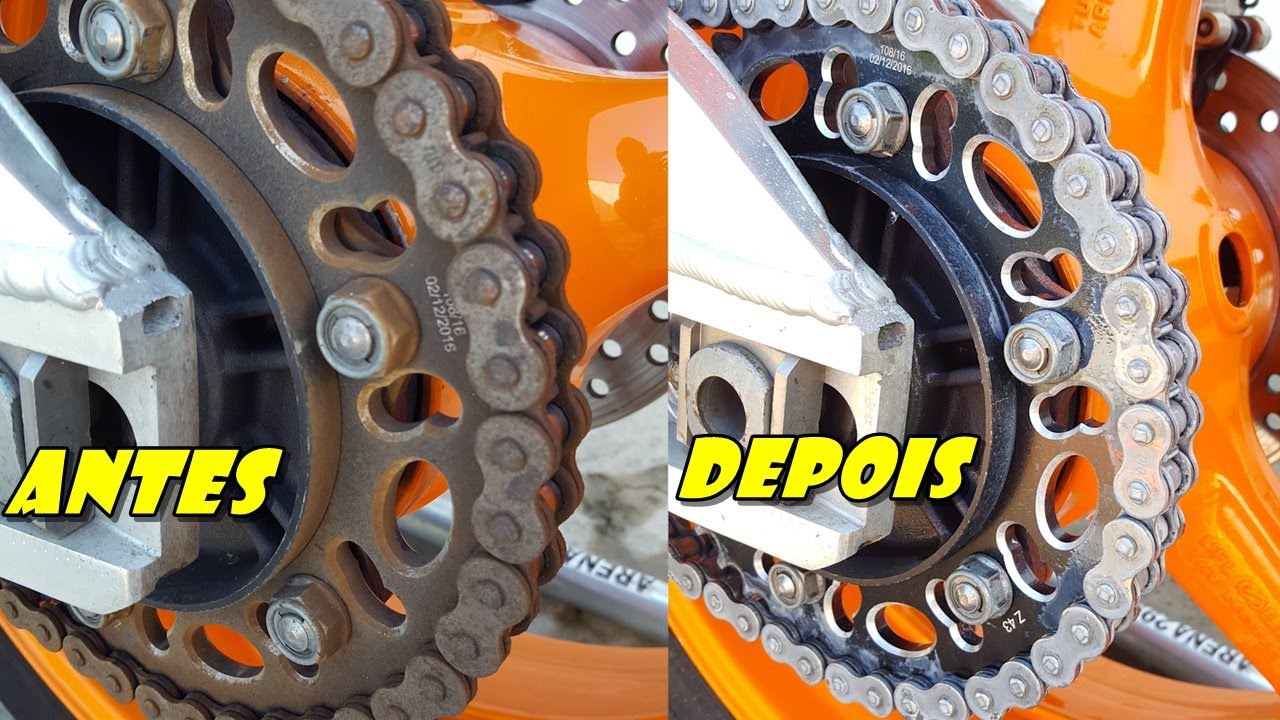 LIMPEZA DA CORRENTE DA CBR 1000 REPSOL # ANTES E DEPOIS # MOTUL C4 LUBRIFICANTE