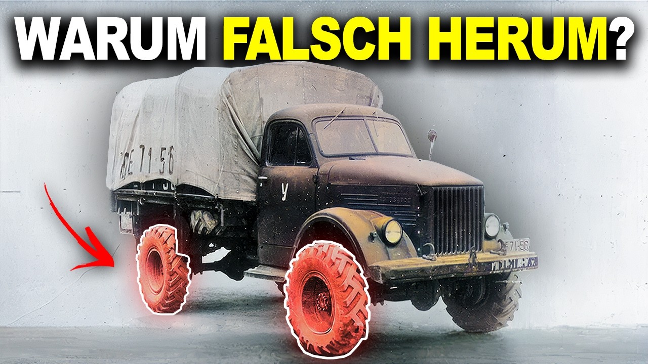 Der Russische Lkw, Der Aus Einem Genialen Grund Die Räder Drehte