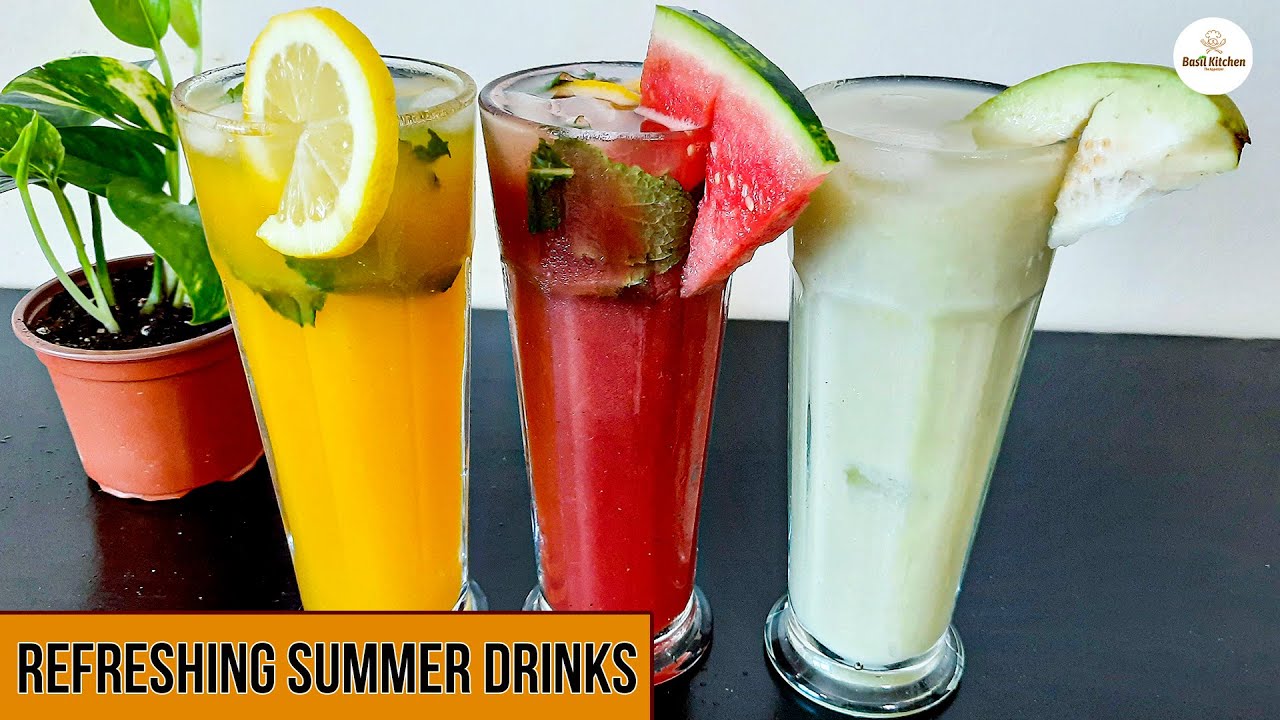 வெயிலுக்கு குளுகுளு குளிர் பானங்கள் | Refreshing Summer Drinks 3 Ways | Juice Recipe | Basil Kitchen