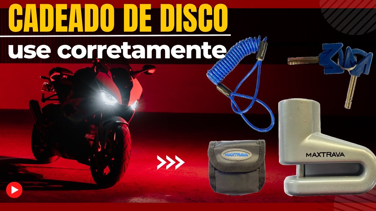 Trava Cadeado de Freio a Disco para Moto com Cabo Lembrete - Como Usar e Evitar Furto