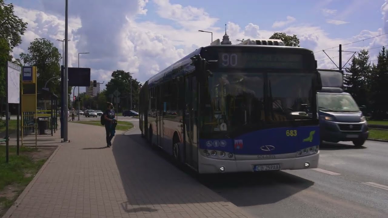 Poland, Bydgoszcz, bus 90 ride from Garbary to Żywiecka