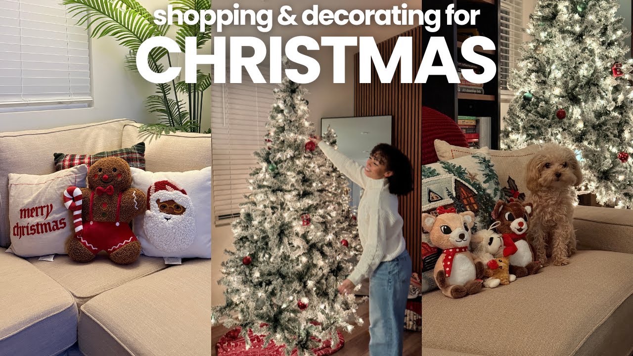shopping + decorating my house for christmas | vlogmas day 01