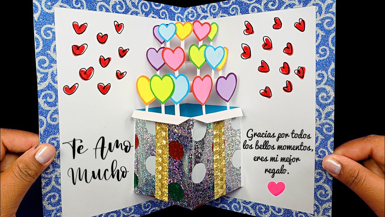 Tarjeta caja de regalo de corazones | Tarjetas para san valentín| Manualidades para el 14 de febrero