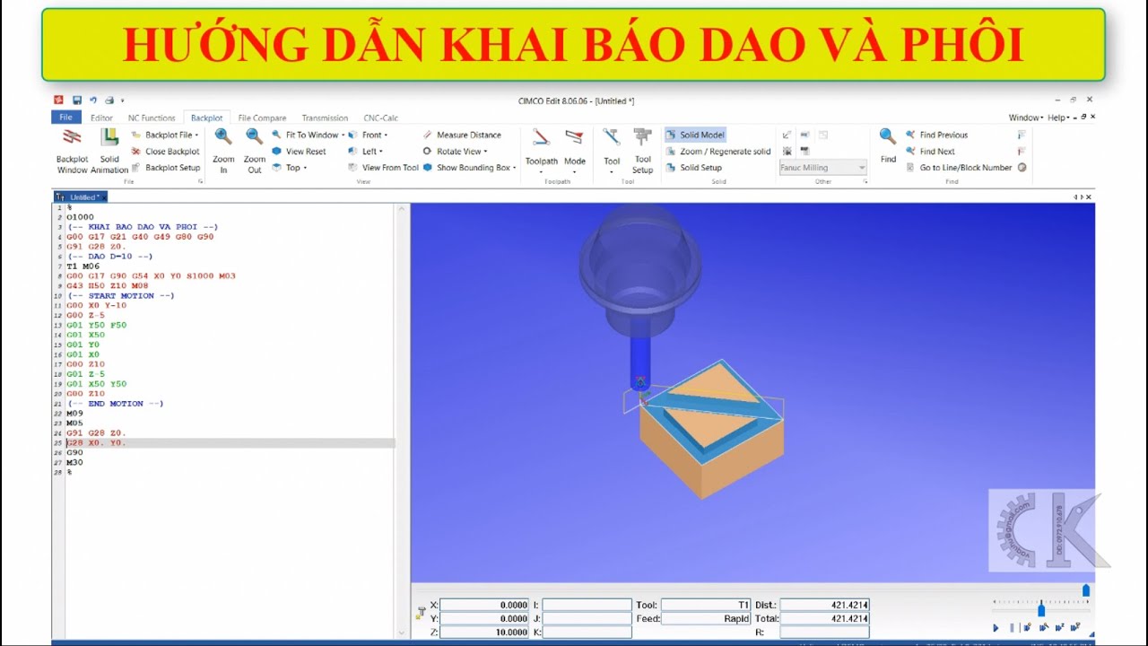 Cimco Edit - Hướng dẫn khai báo dao và kích thước phôi