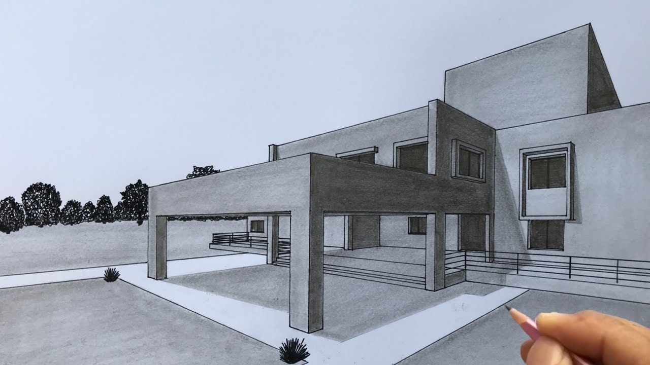 How to Draw a Hospital in 2 Point Perspective