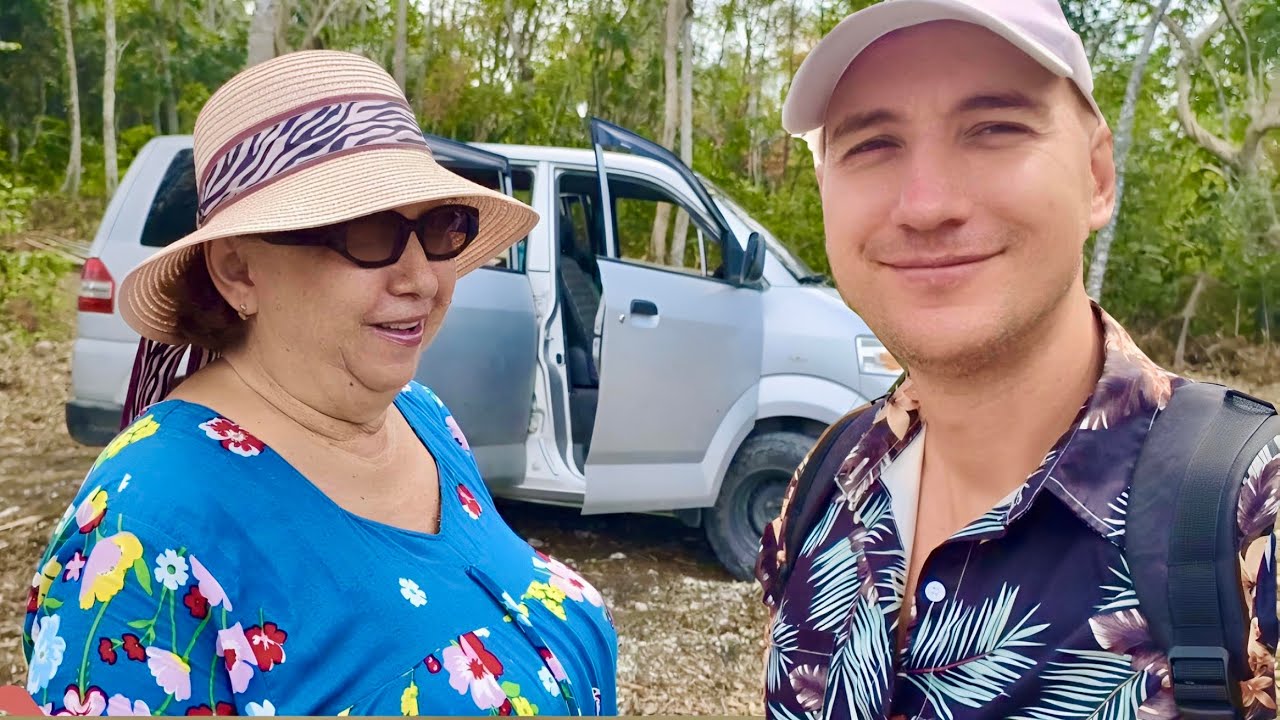 I'M SHOWING MAMA OLGA WHERE WE'RE GOING TO BUILD A HOUSE! She is so happy!