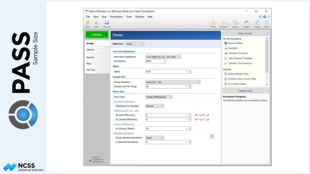 Sample Size Calculation for Nonparametric Tests for Comparing Two Groups in PASS