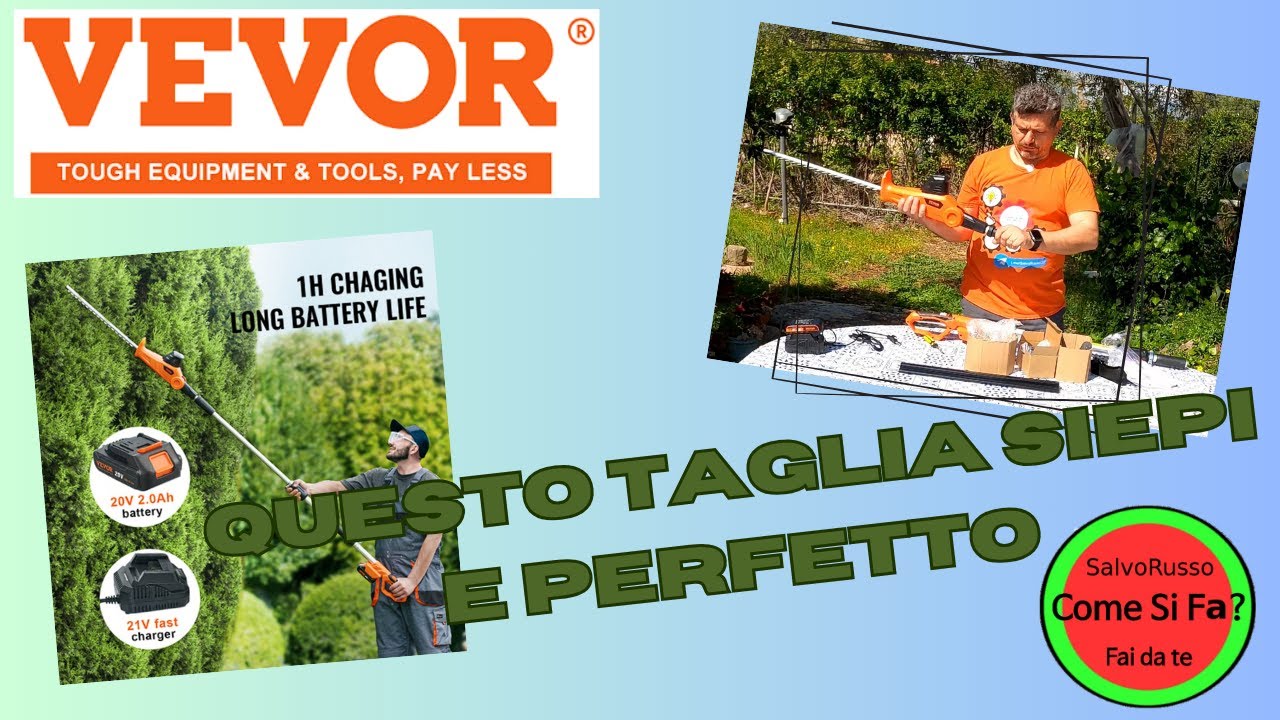 VEVOR Tagliasiepi Elettrico a Batteria Asta Telescopica Regolabile