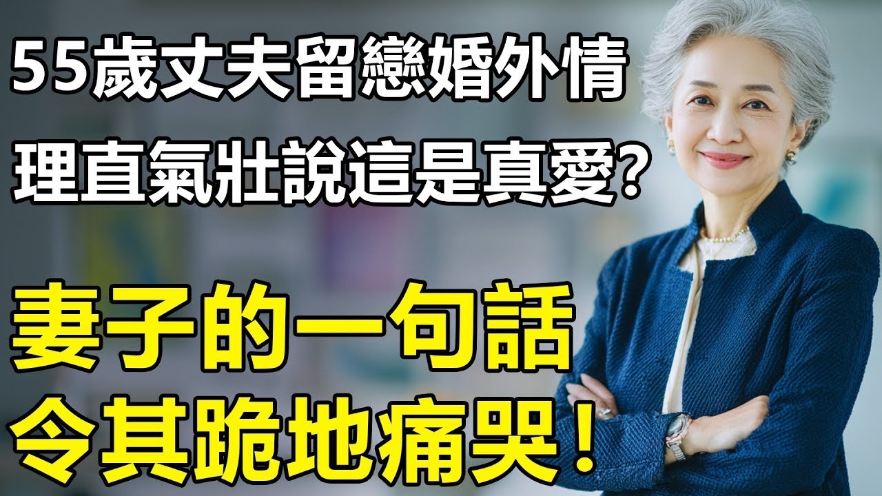 55歲丈夫留戀婚外情！還理直氣壯地說這是「真愛」？妻子的一句話，令其跪地痛哭！【養老 情感 孩子 丁克 生活】