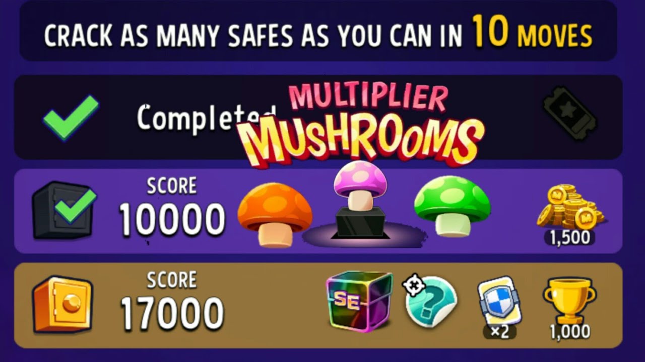 multiplier mushroom solo challeng ! match master solo challenge multiplier mushroom ! solo challenge