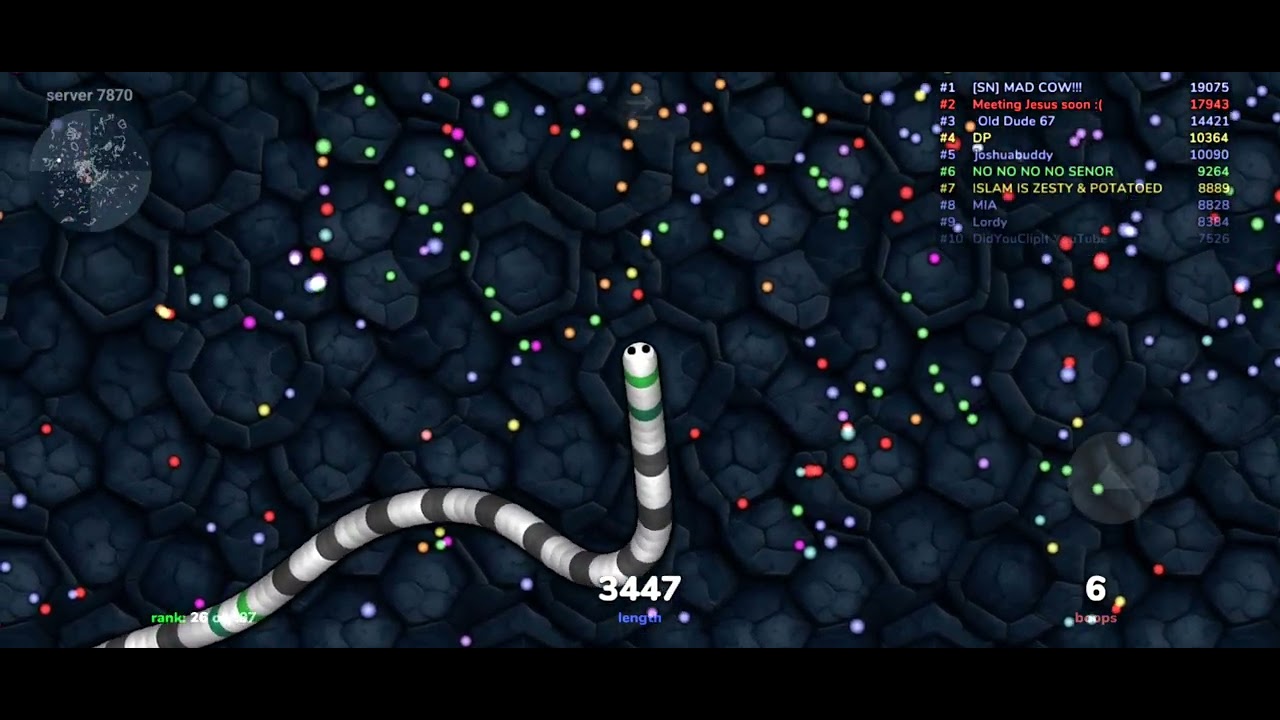 playing slitherio for 30 minutes