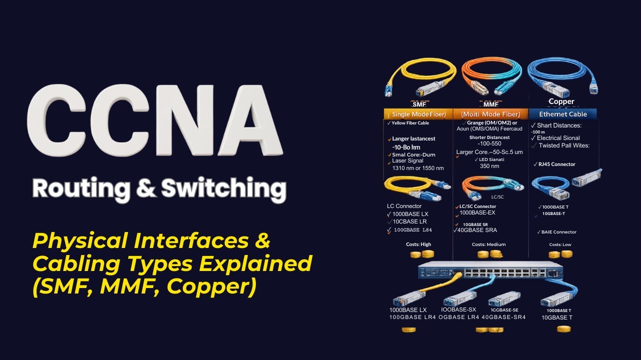 Physical Interfaces & Cabling Types Explained (SMF, MMF, Copper)