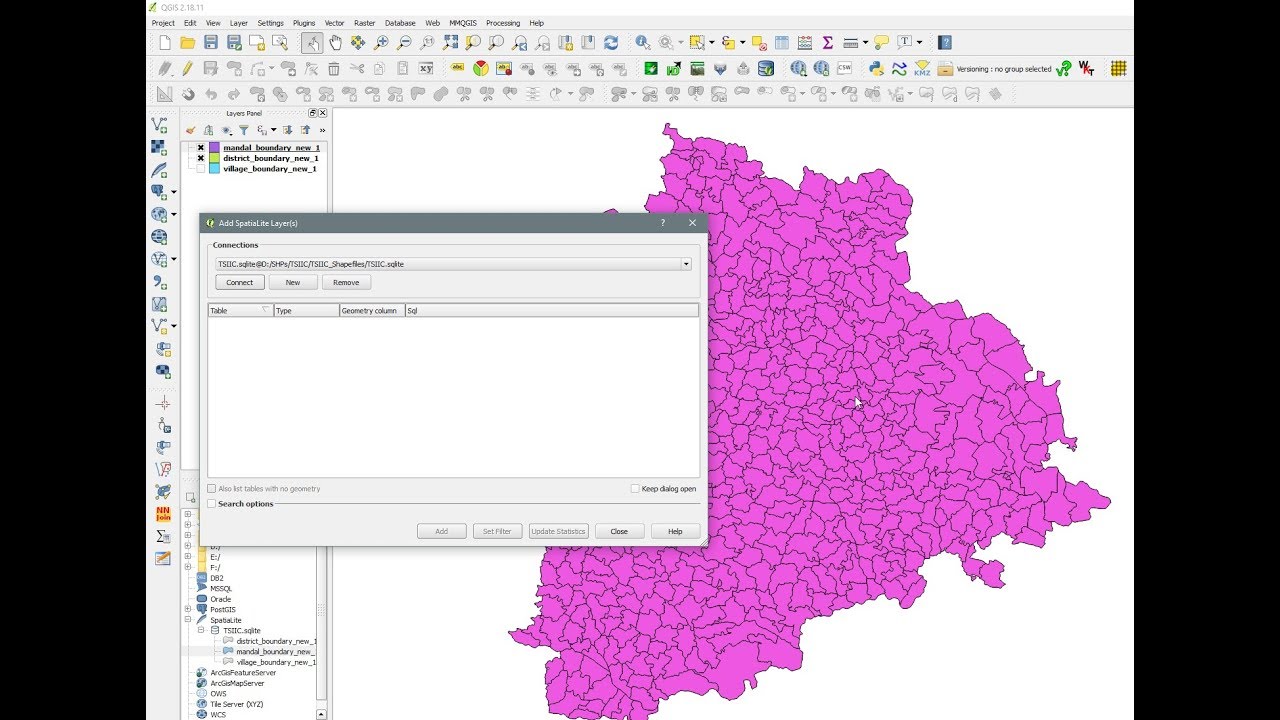 Spatialite GUI - SQLite - Connect SQLite Database to QGIS and Visualize layers - Part V