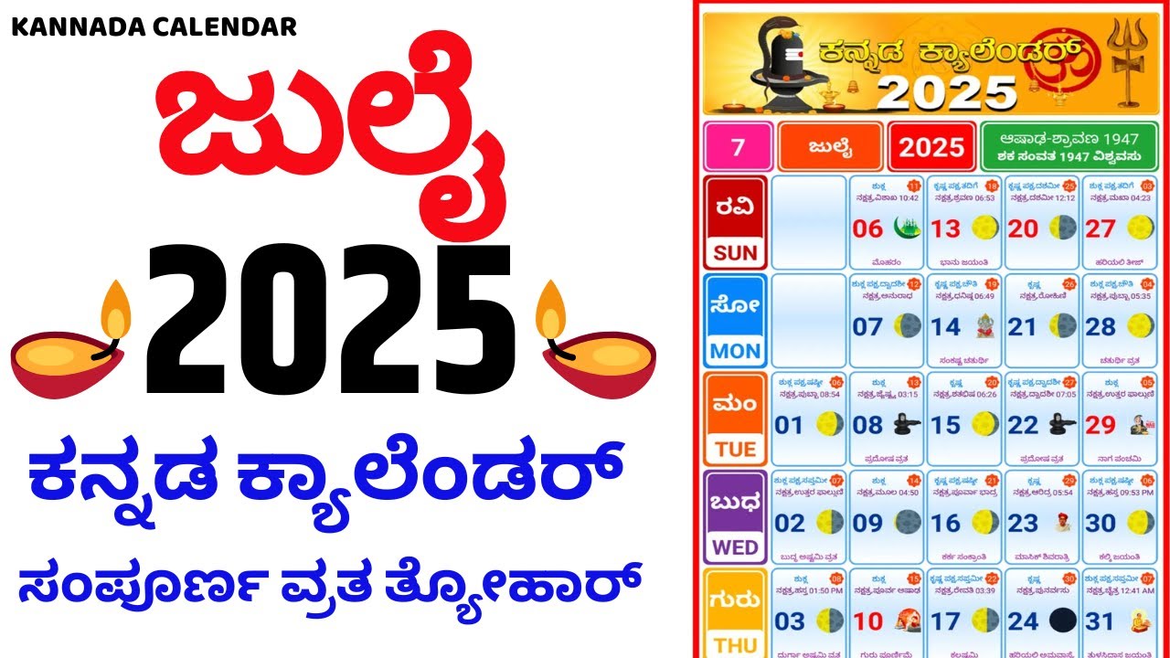 Kannada Calendar 2025 July | 2025 Kannada Calendar | July 2025 Kannada Calendar