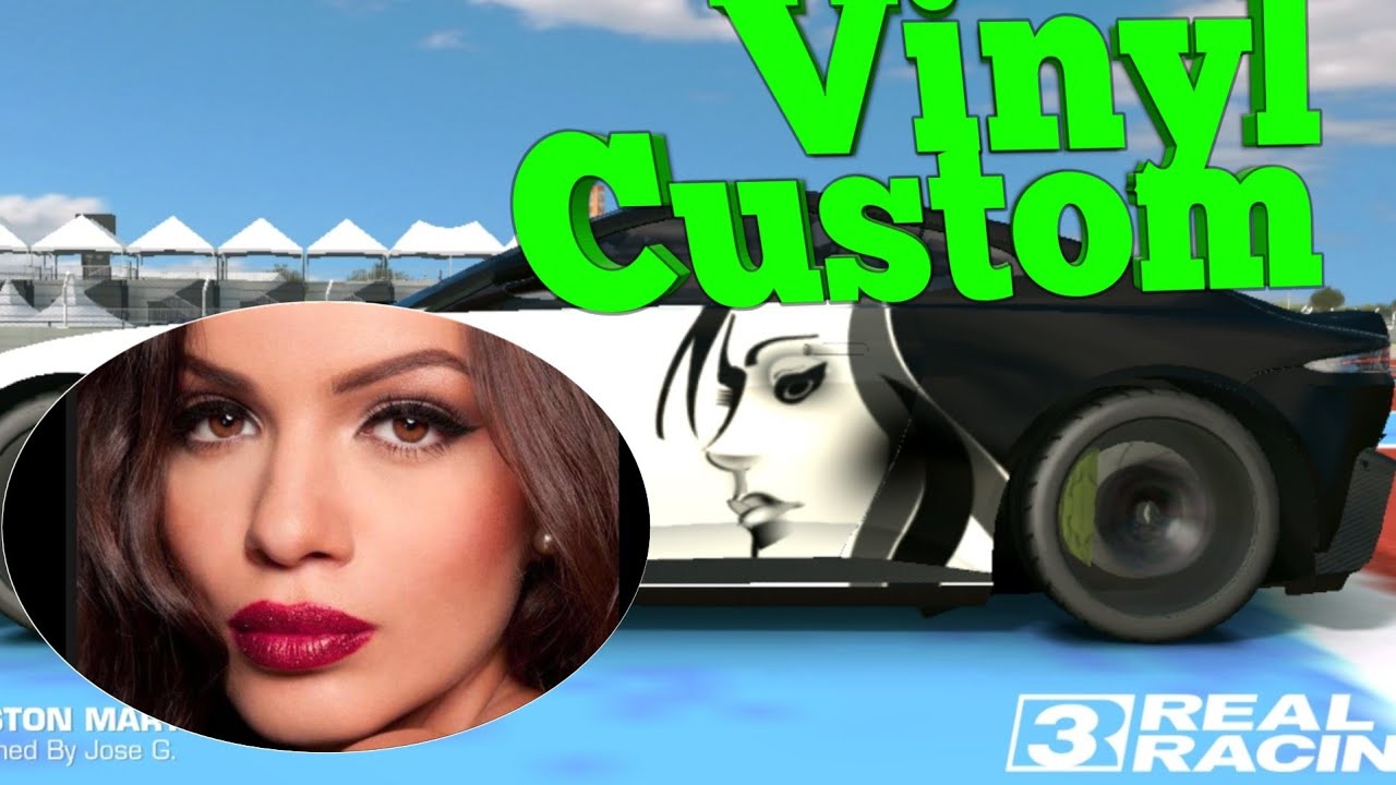 Black and white female model in Real racing 3 modifications and Customization of this Aston Martin V