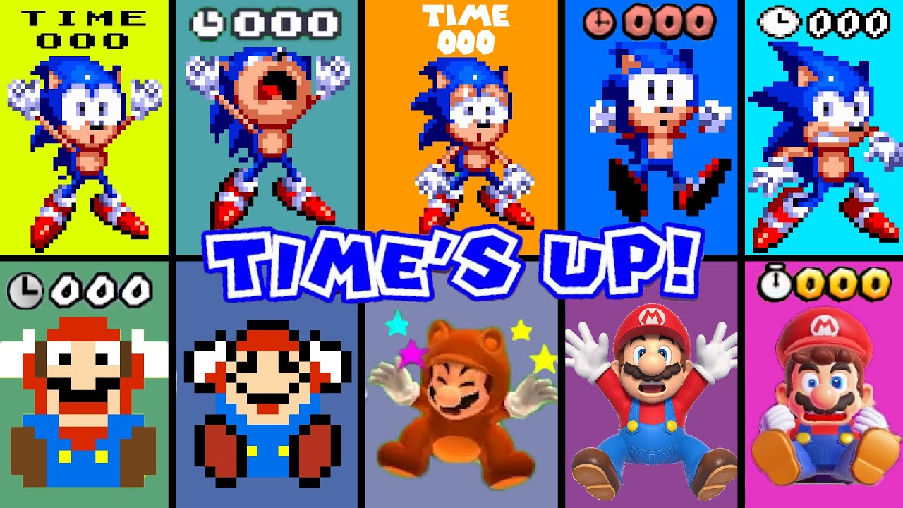 Evolution of Super Mario And Sonic Dying time's up, losing in Super Mario Games (1985-2024)