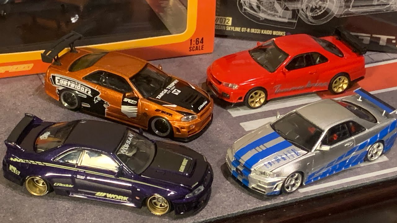 1/64 minigt 街道ハウスGT-R R33、ワイスピブライアンR34、Need for Speed R34、 トミーカイラ R-z r34 diecastcarscollection
