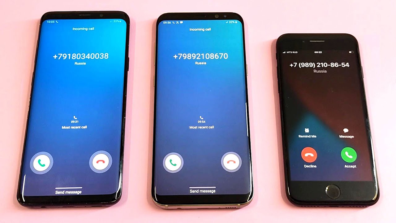 Samsung Galaxy S9plus vs Samsung Galaxy S8plus vs Apple iPhone 7 Incoming call & outgoing call