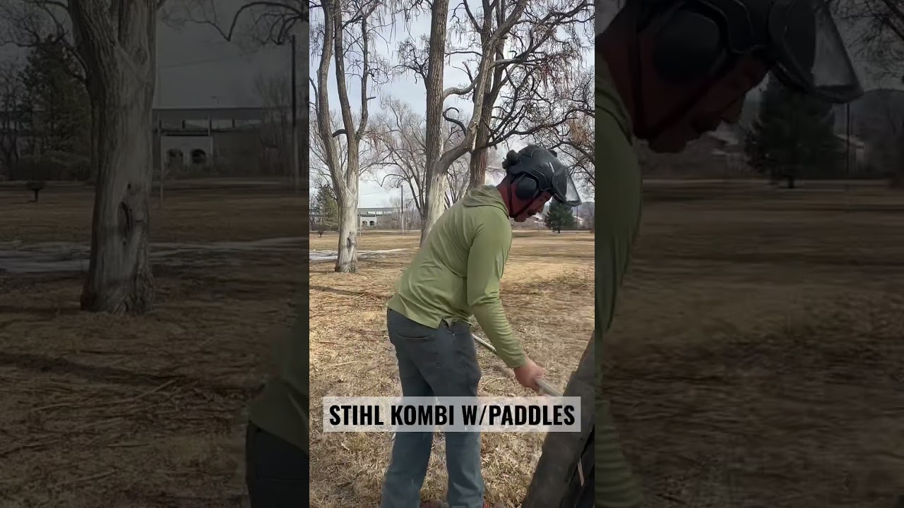 #Stihlkombi with rubber paddles, fastest way to clean up tree debris? 🤔